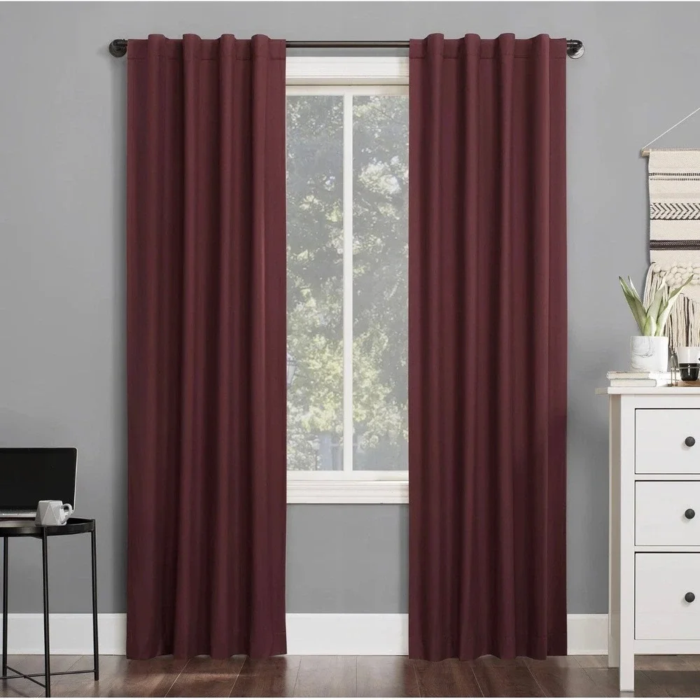 Sun Zero Thermal Blackout Curtain Panel Cyrus 40x84 Wine Burgundy